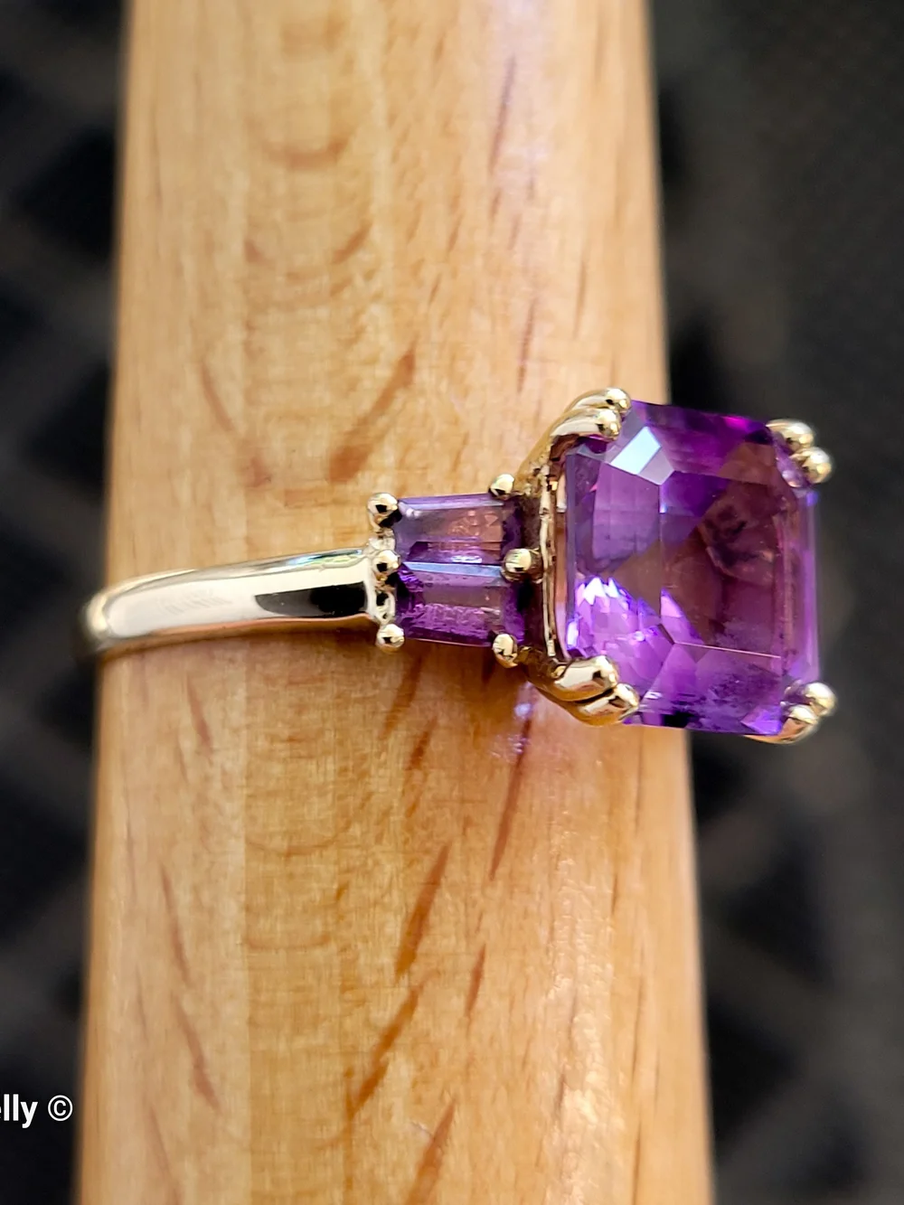14K Yellow Gold Purple Amethyst Cocktail Ring Size 11 - Solid Gold! 👌🎁